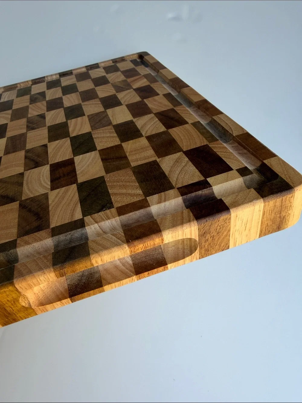 Checkered Brown & Tan Acacia Wood Cutting Board
